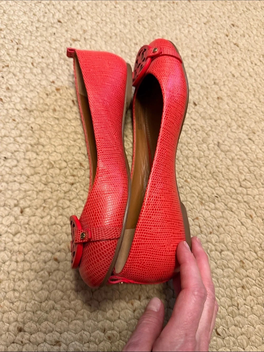 GUC Tory Burch Mini Miller Flat in Micro Melon Tejus, size 10M - Picture 2 of 4